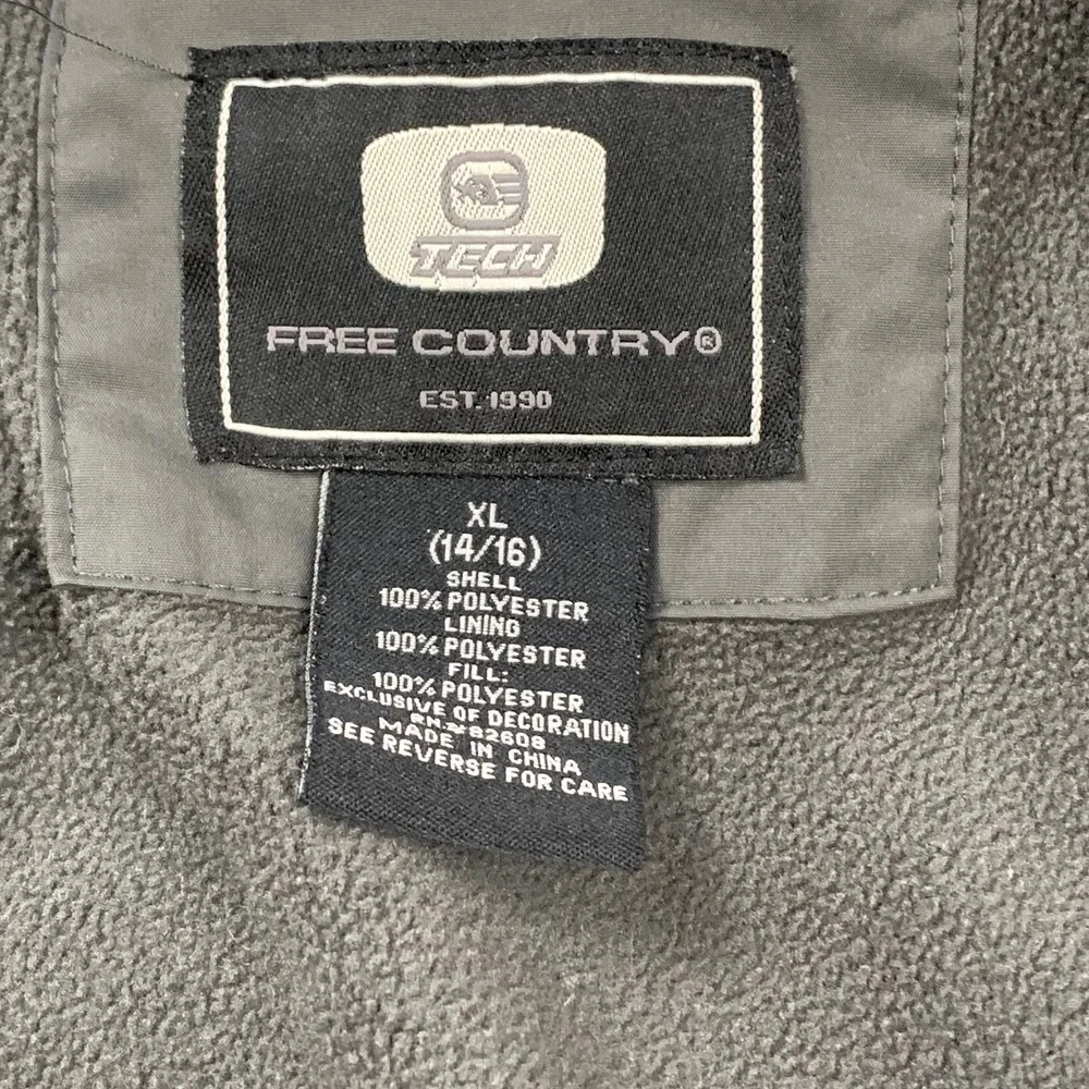 Free Country‎ Jacket Boys XL 14/16 Green Colorblock Hooded FCXtreme Fleece Lined